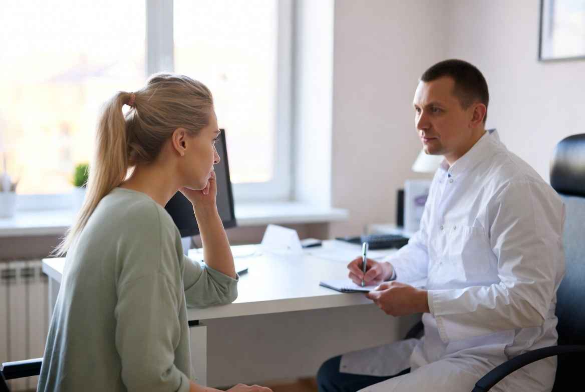 Врач психиатр консультирует пациентку с аффективным расстройством в клинике Красноармейск Московская обла